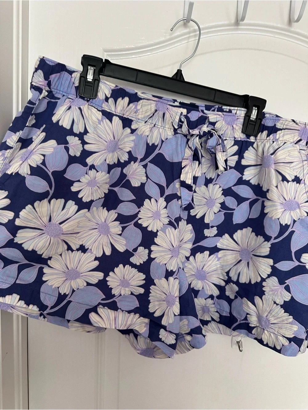 GAP Floral Cotton Pajama Set XL Top & Shorts Blue White Daisy Matching Sleepwear